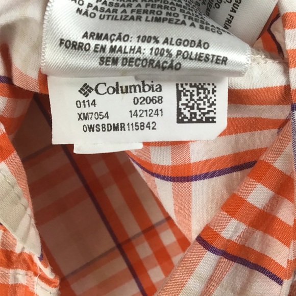 Clemson Tigers Columbia Super Bonehead Mens Medium Button Up Plaid Fishing Shirt - Picture 7 of 10